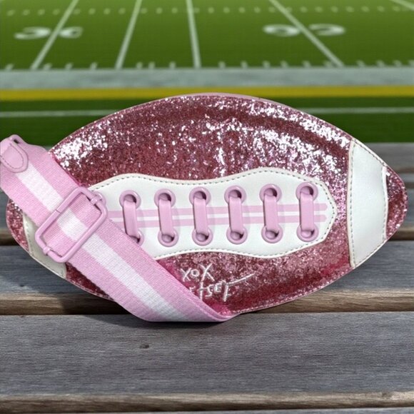 Betsey Johnson Sequin Football Shoulder Crossbody Bag "XOTEAM" - New - Picture 3 of 10
